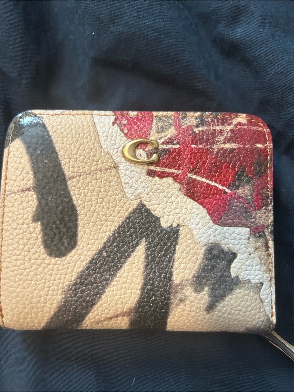 Coach mint & Serf Wallet in Beige, Black and Red with Gold Accen